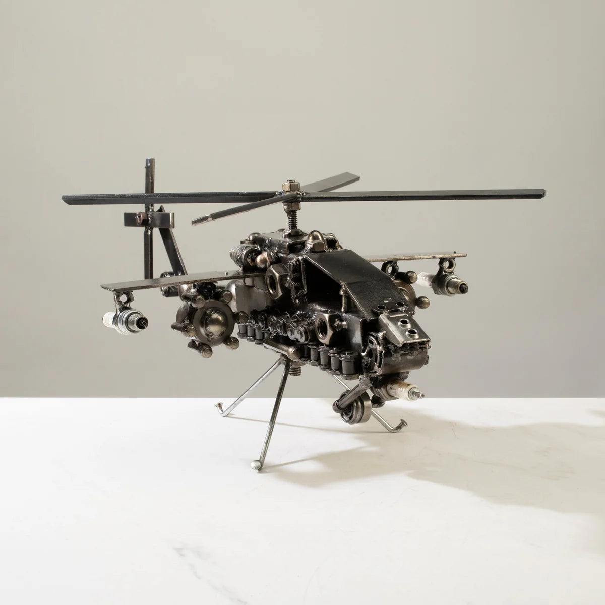 Apache Helicopter Recycled Metal Sculpture