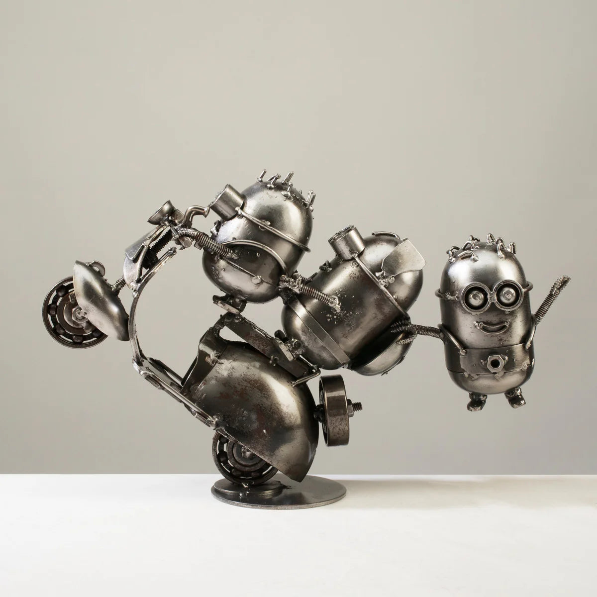 Minion Party Moped Inspired Recycled Metal Sculpture