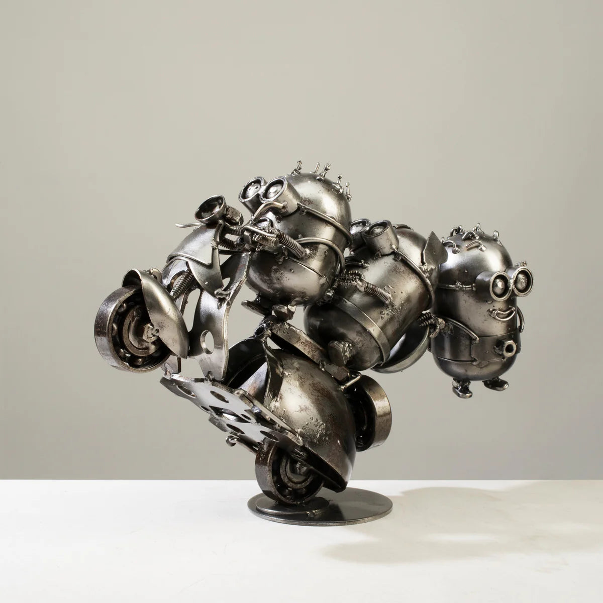 Minion Party Moped Inspired Recycled Metal Sculpture