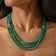 turquoise chip multi-strand necklace worn on model