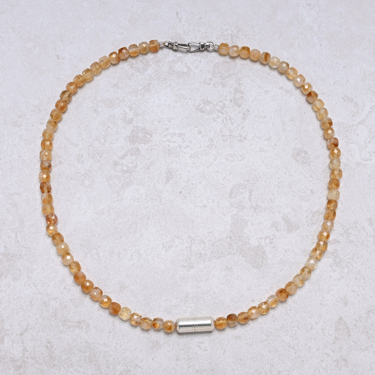 genuine citrine 6mm beaded necklace with sterling silver equestrian clasp