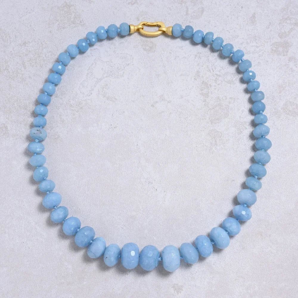 aquamarine graduated gemstone necklace full view