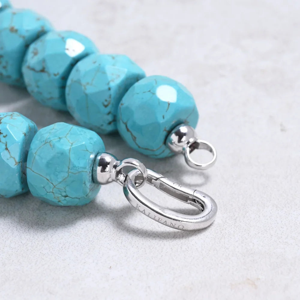 turquoise roundel necklace sterling silver clasp detail