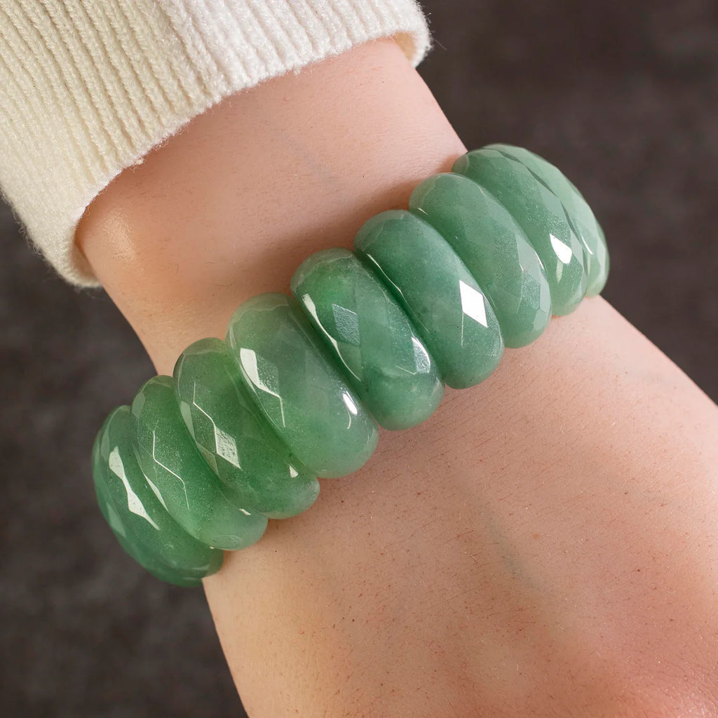 Aventurine Faceted Elastic Gemstone Bracelet