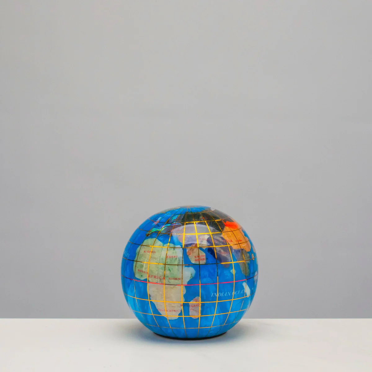 3" Gemstone Globe Paperweight with Bahama Blue Opalite Ocean