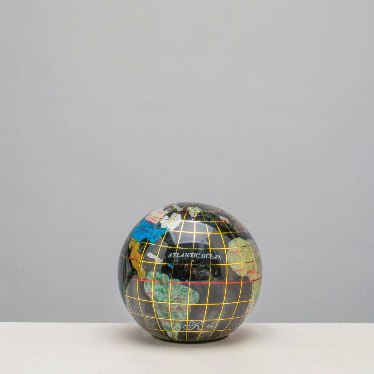 3" Gemstone Globe Paperweight with Black Opal Opalite Ocean