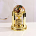 8.5" Tall Gemstone Globe with 4" Mother of Pearl Diamond Cut Ocean on 24k Gold Plated Bi-directional rotating Stand
