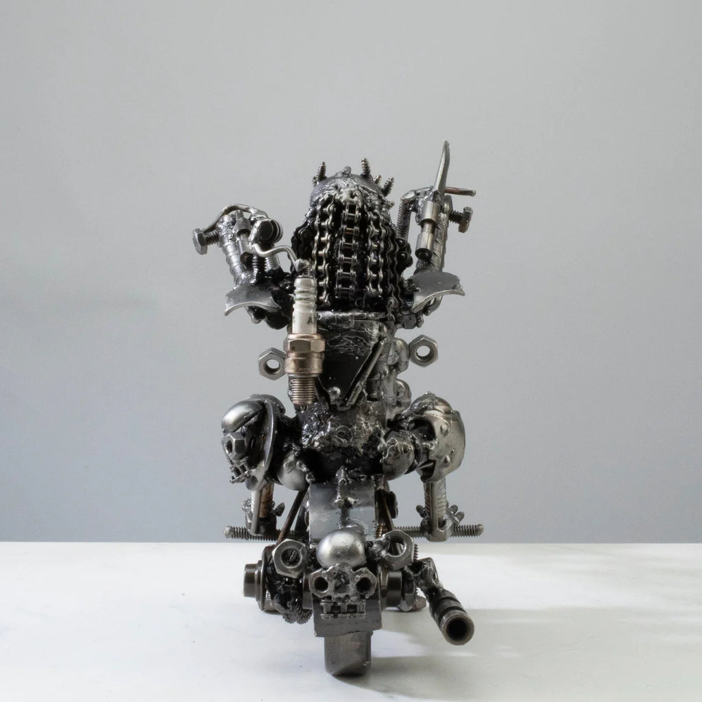 14" Predator riding Motorcycle Inspired Recycled Metal Sculpture