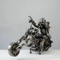 14" Predator riding Motorcycle Inspired Recycled Metal Sculpture