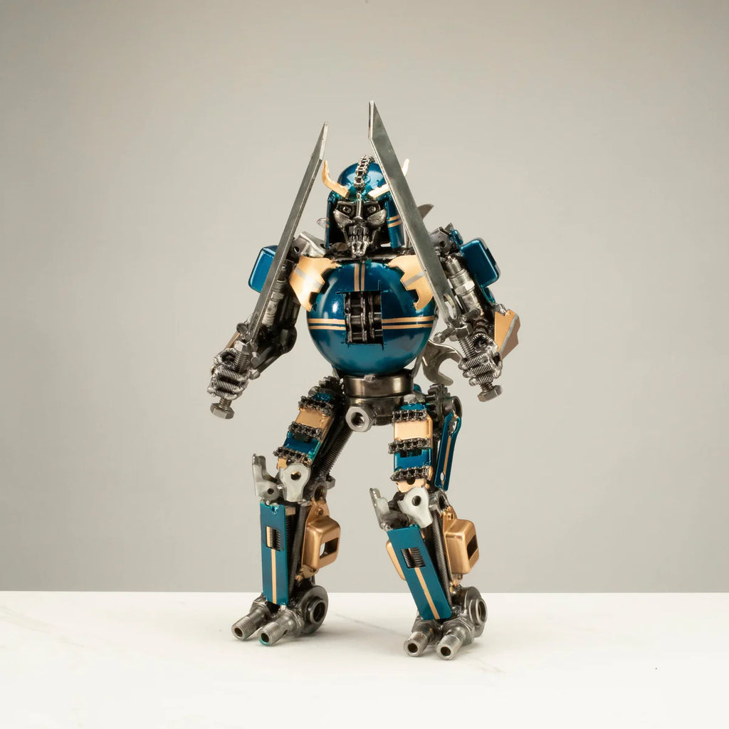 16" Samurai Inspired Recycled Metal Art Sculpture
