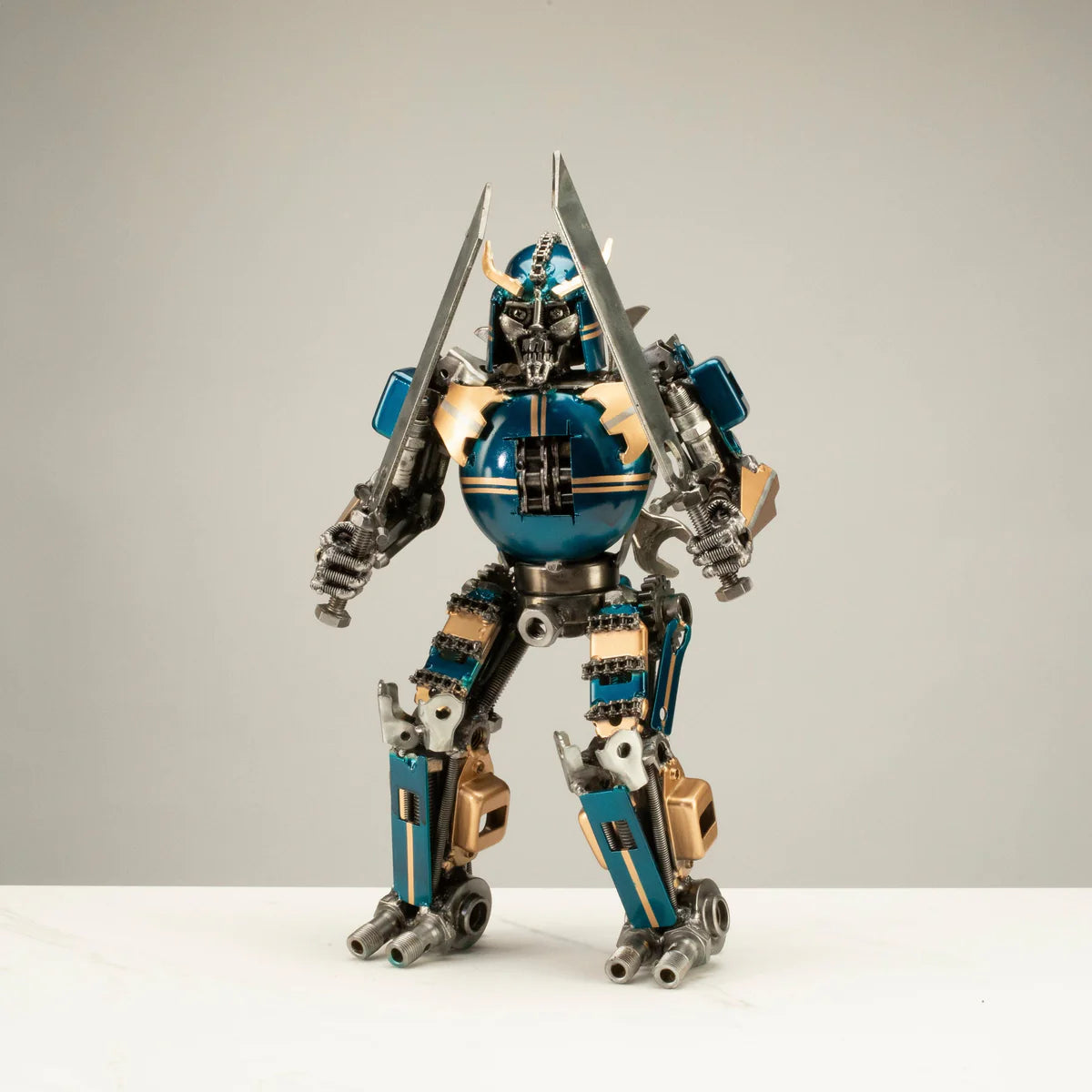 16" Samurai Inspired Recycled Metal Art Sculpture