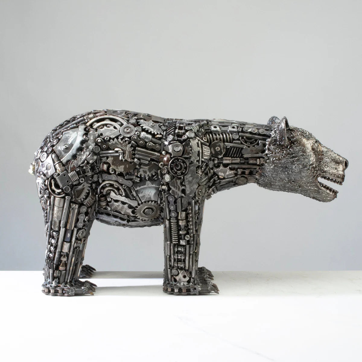 21" Bear Recycled Metal Art Sculpture