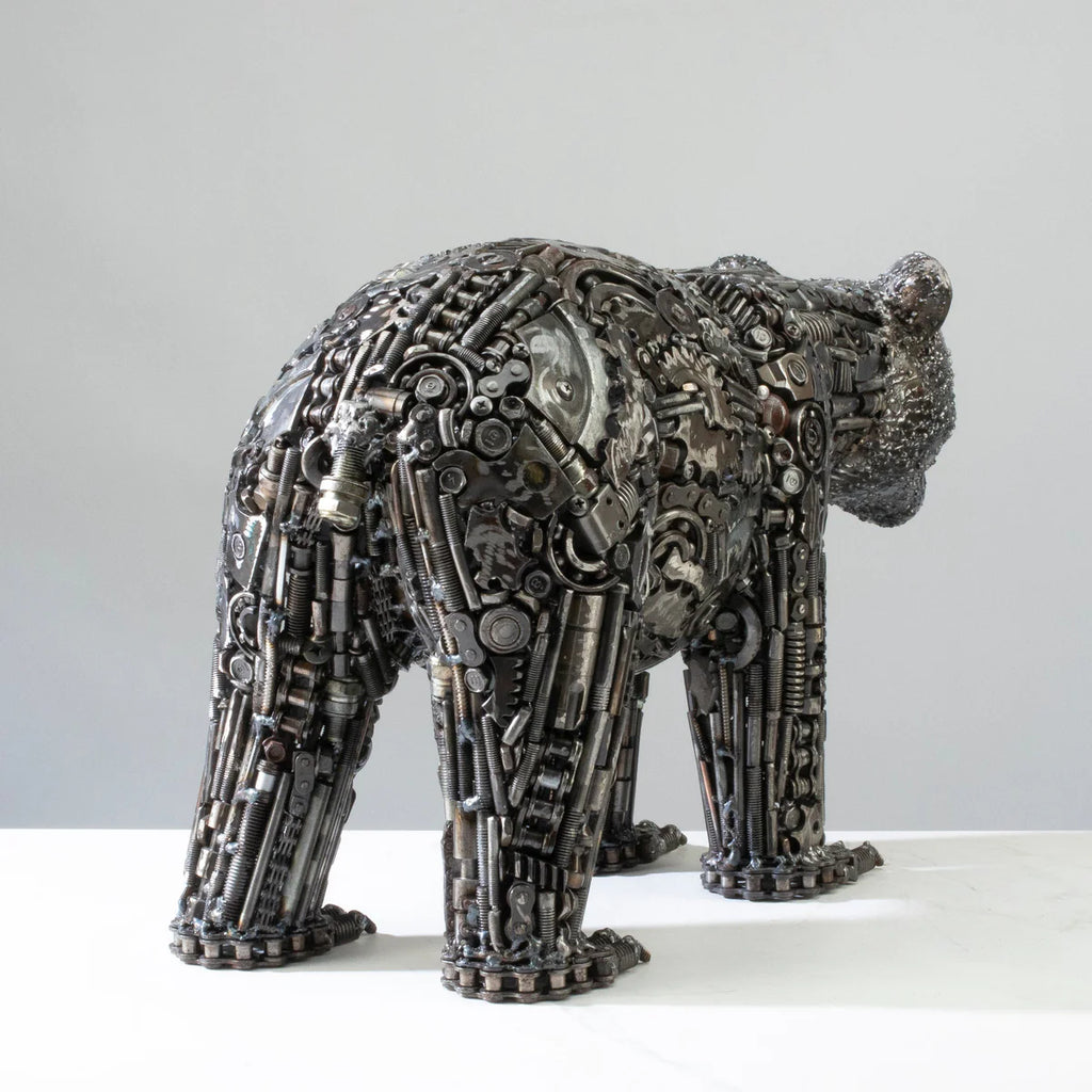 21" Bear Recycled Metal Art Sculpture