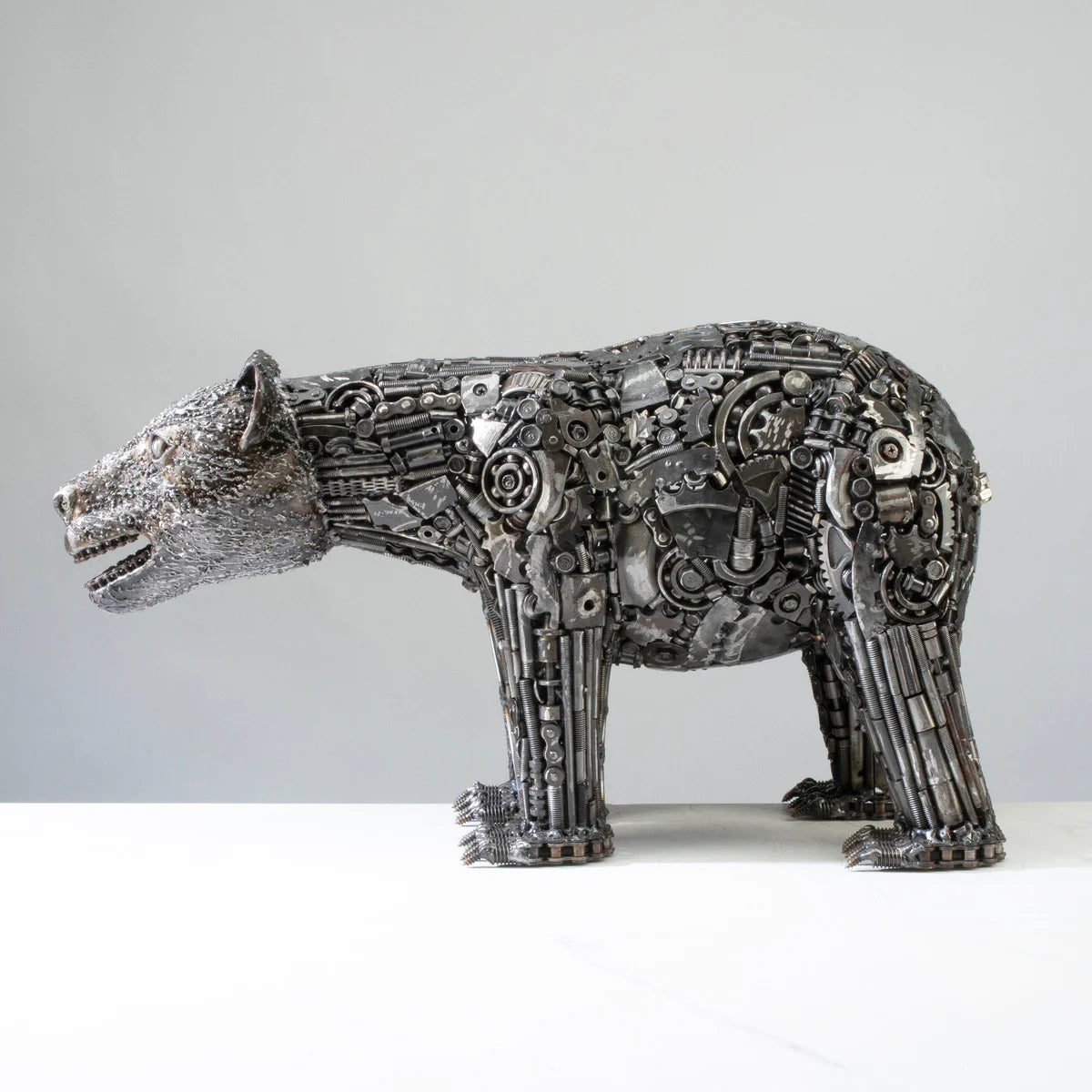 21" Bear Recycled Metal Art Sculpture