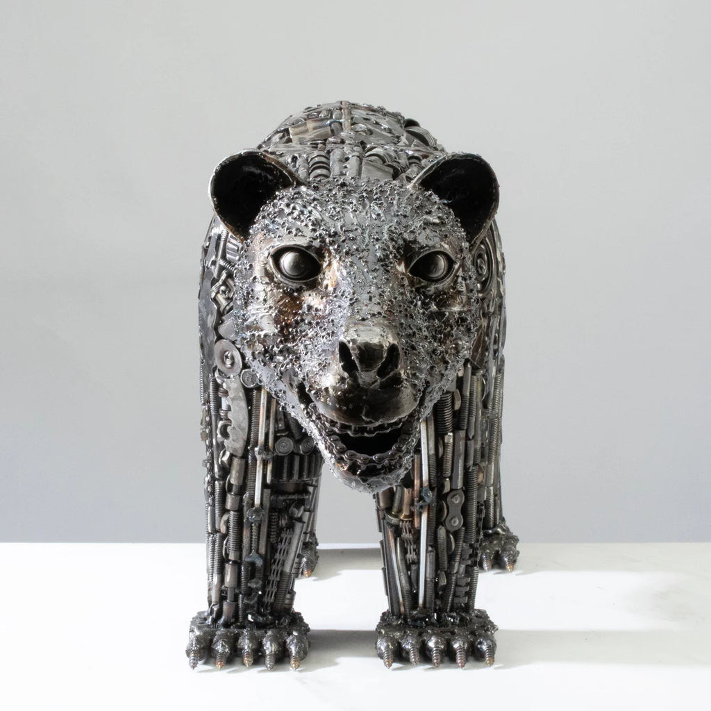 21" Bear Recycled Metal Art Sculpture