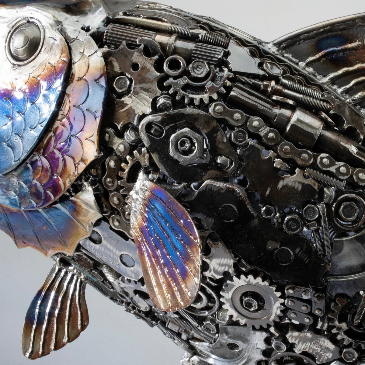 22" Koi / Largemouth Bass Fish Recycled Metal Art Sculpture