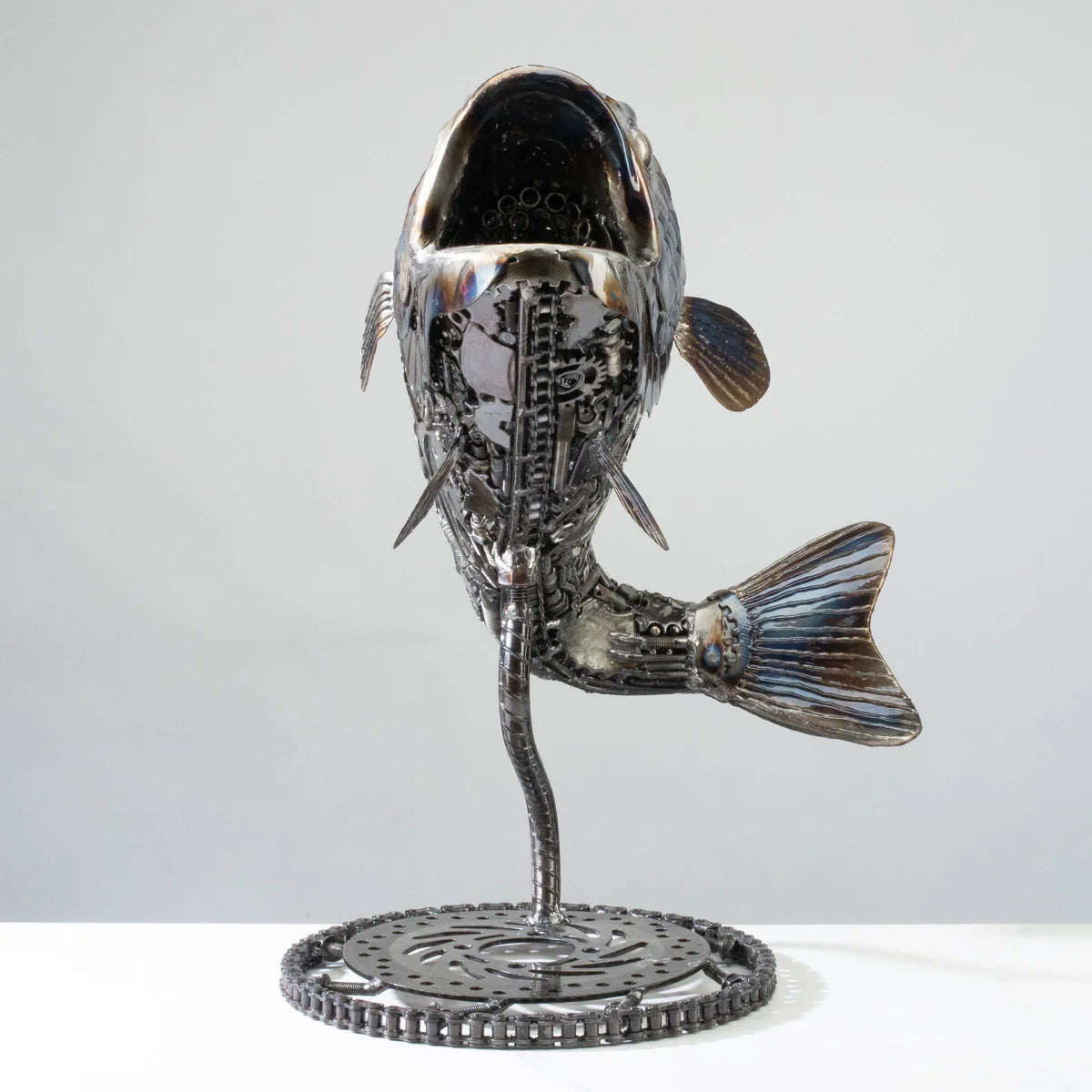 22" Koi / Largemouth Bass Fish Recycled Metal Art Sculpture