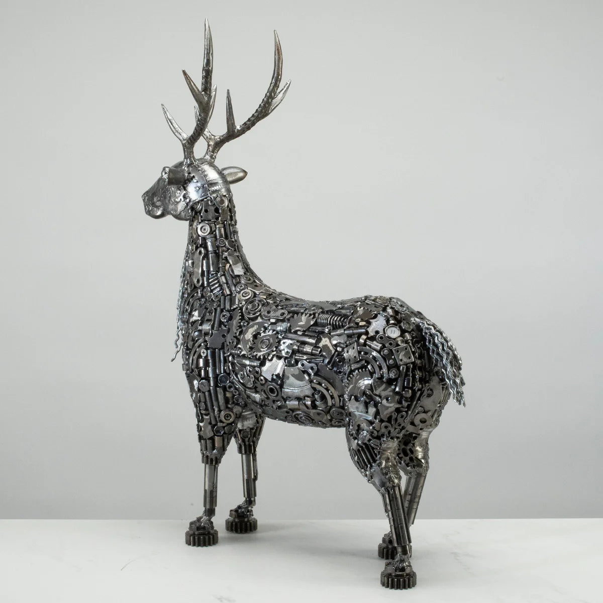 26" Reindeer Recycled Metal Art Sculpture