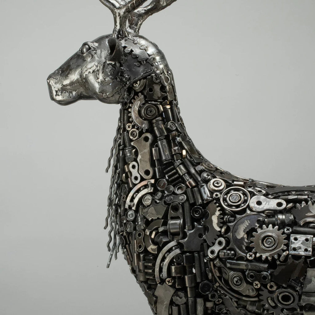 26" Reindeer Recycled Metal Art Sculpture