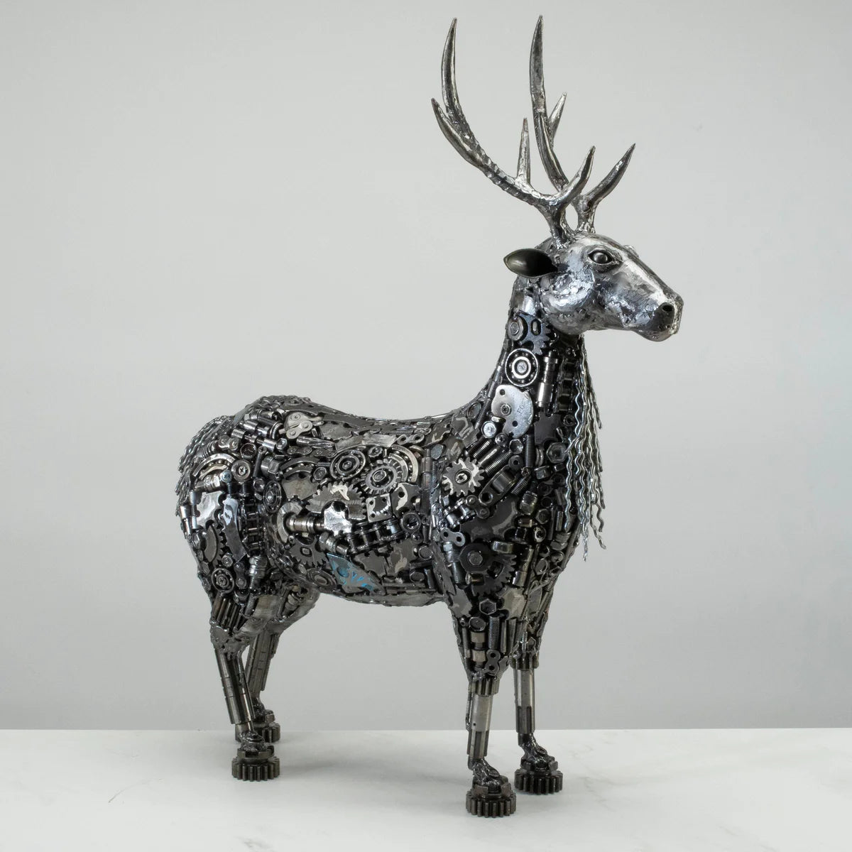 26" Reindeer Recycled Metal Art Sculpture