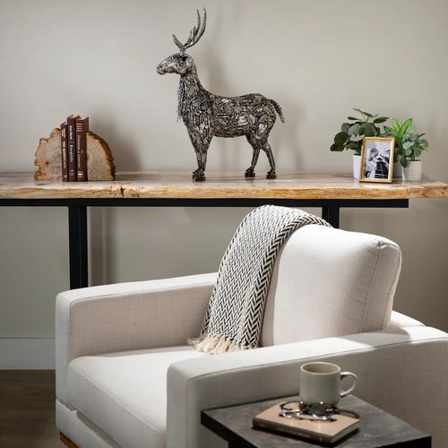 26" Reindeer Recycled Metal Art Sculpture