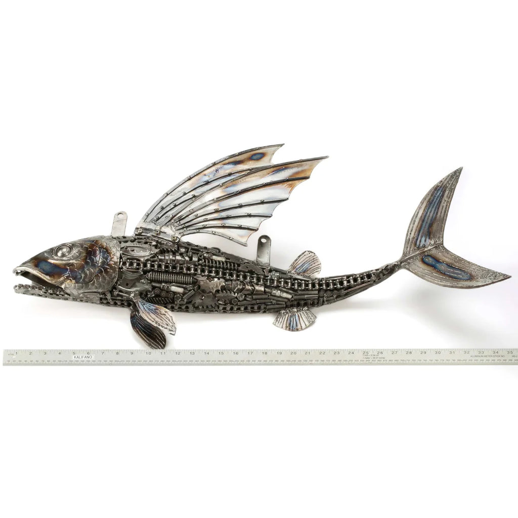 35" Flying Fish (Right) Recycled Metal Art Sculpture