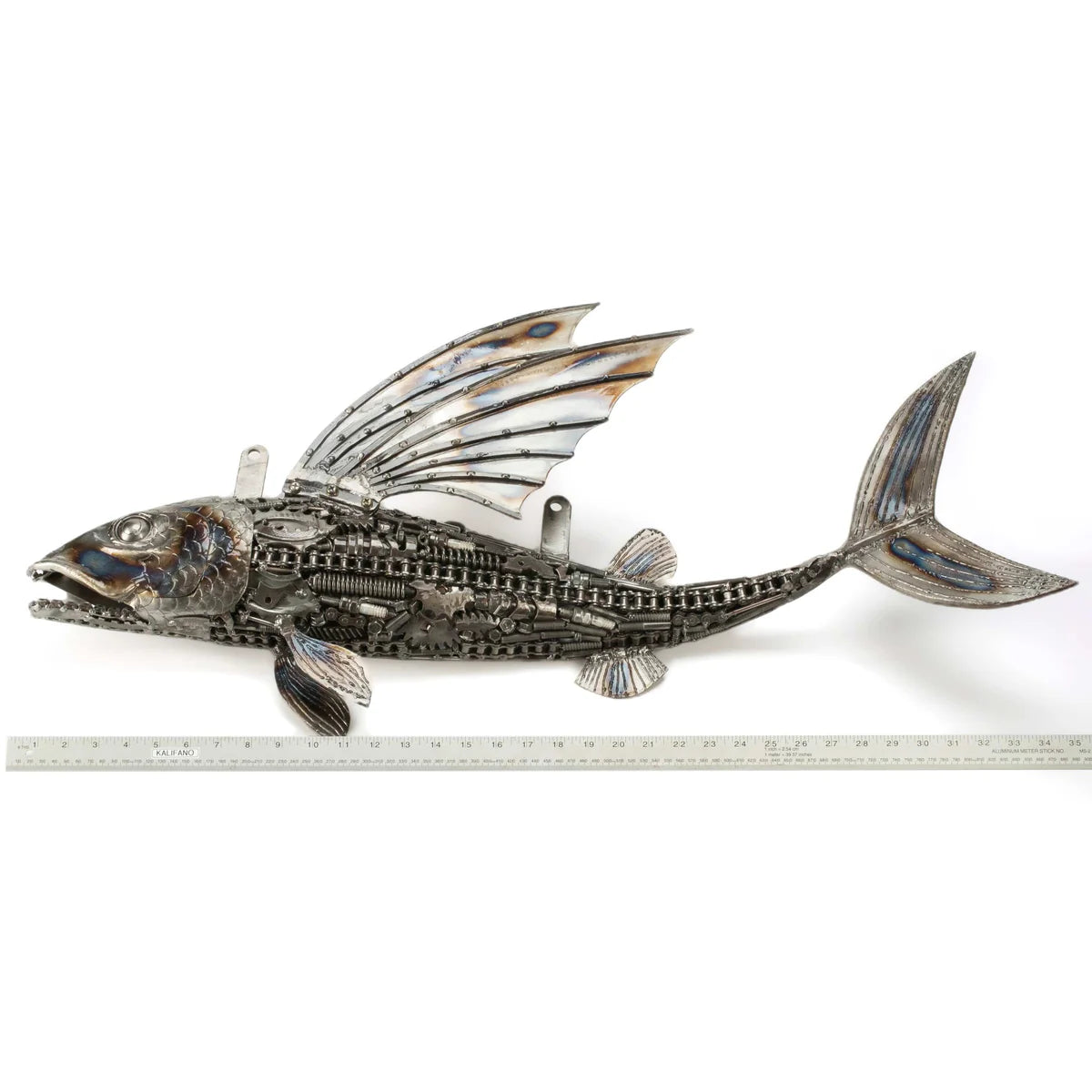 35" Flying Fish (Right) Recycled Metal Art Sculpture