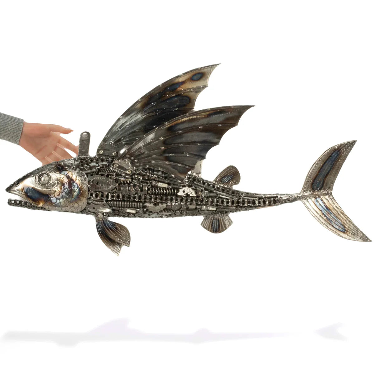 35" Flying Fish (Right) Recycled Metal Art Sculpture