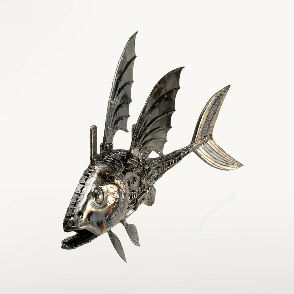 35" Flying Fish (Right) Recycled Metal Art Sculpture