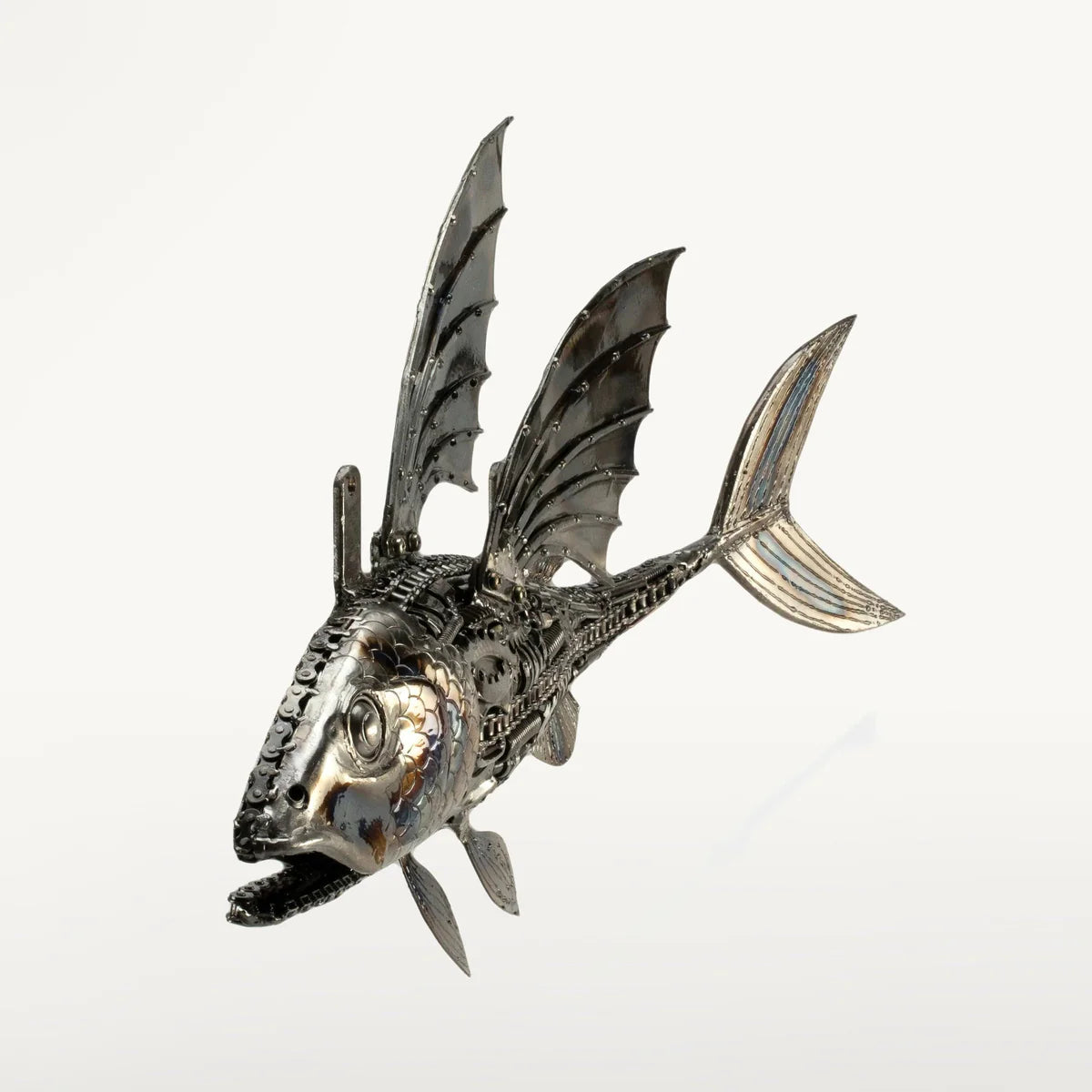 35" Flying Fish (Right) Recycled Metal Art Sculpture