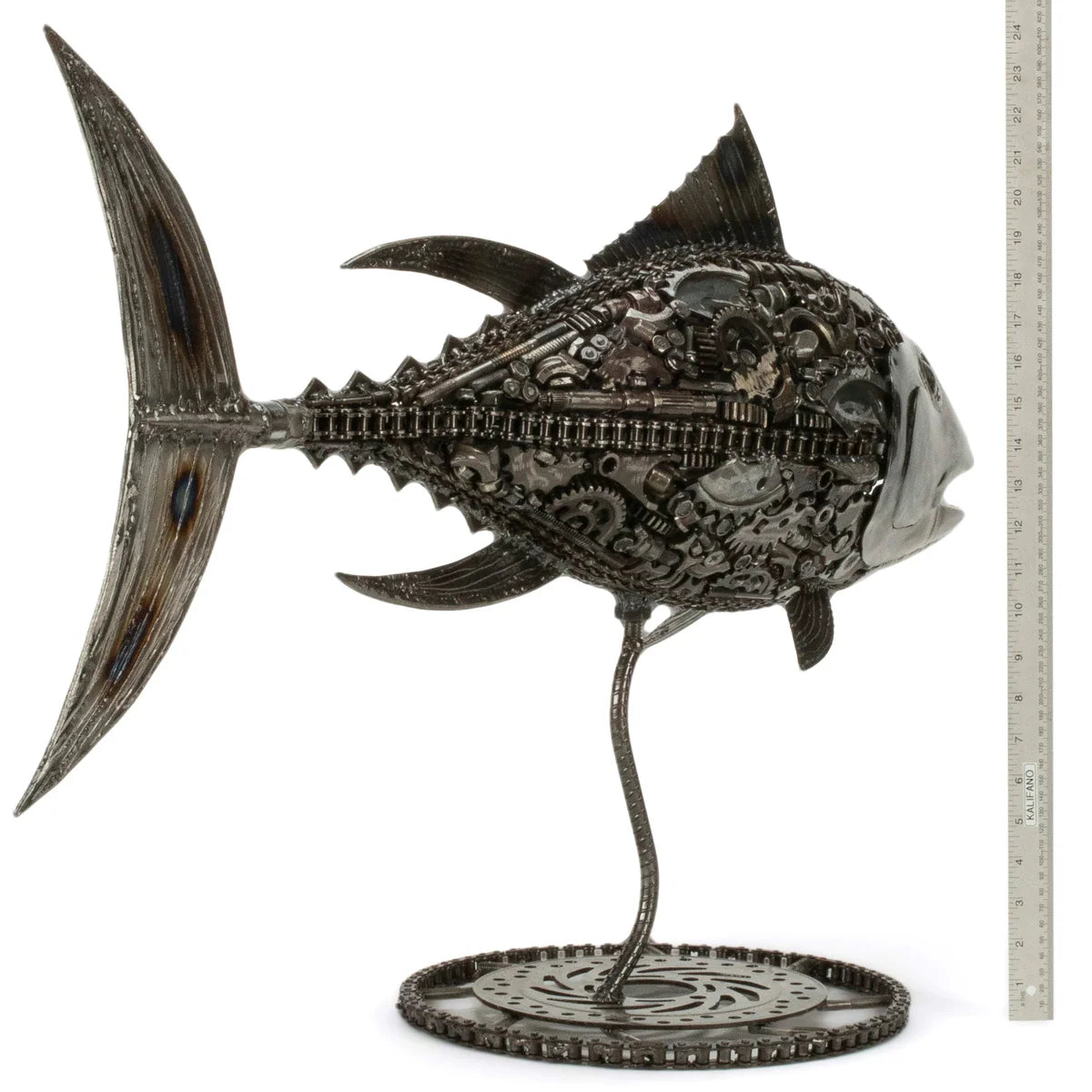 39" Tuna Fish Recycled Metal Art Sculpture