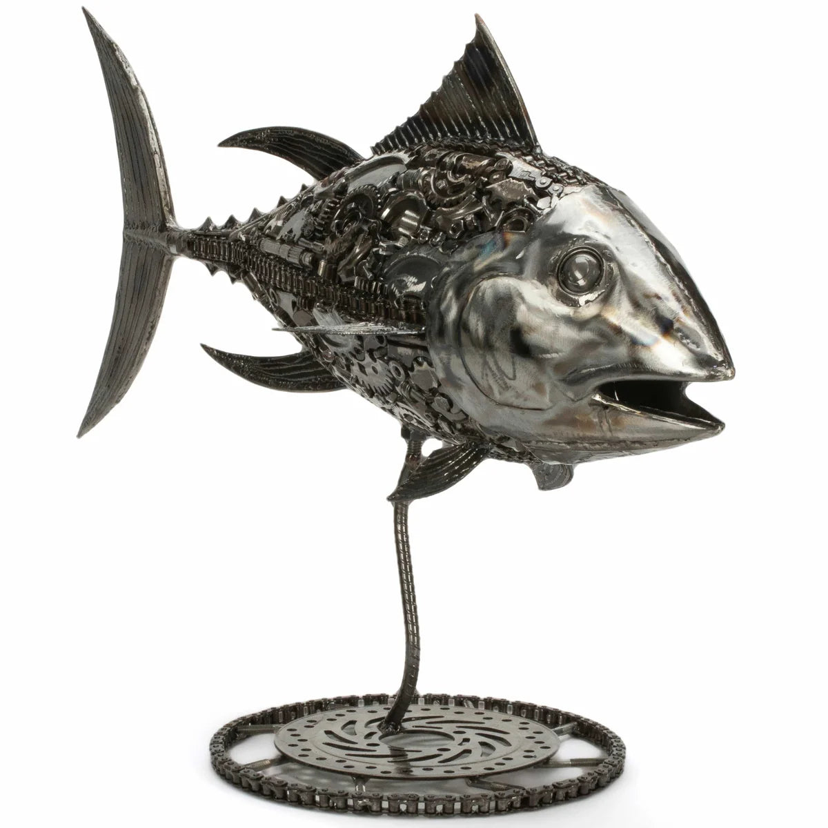39" Tuna Fish Recycled Metal Art Sculpture