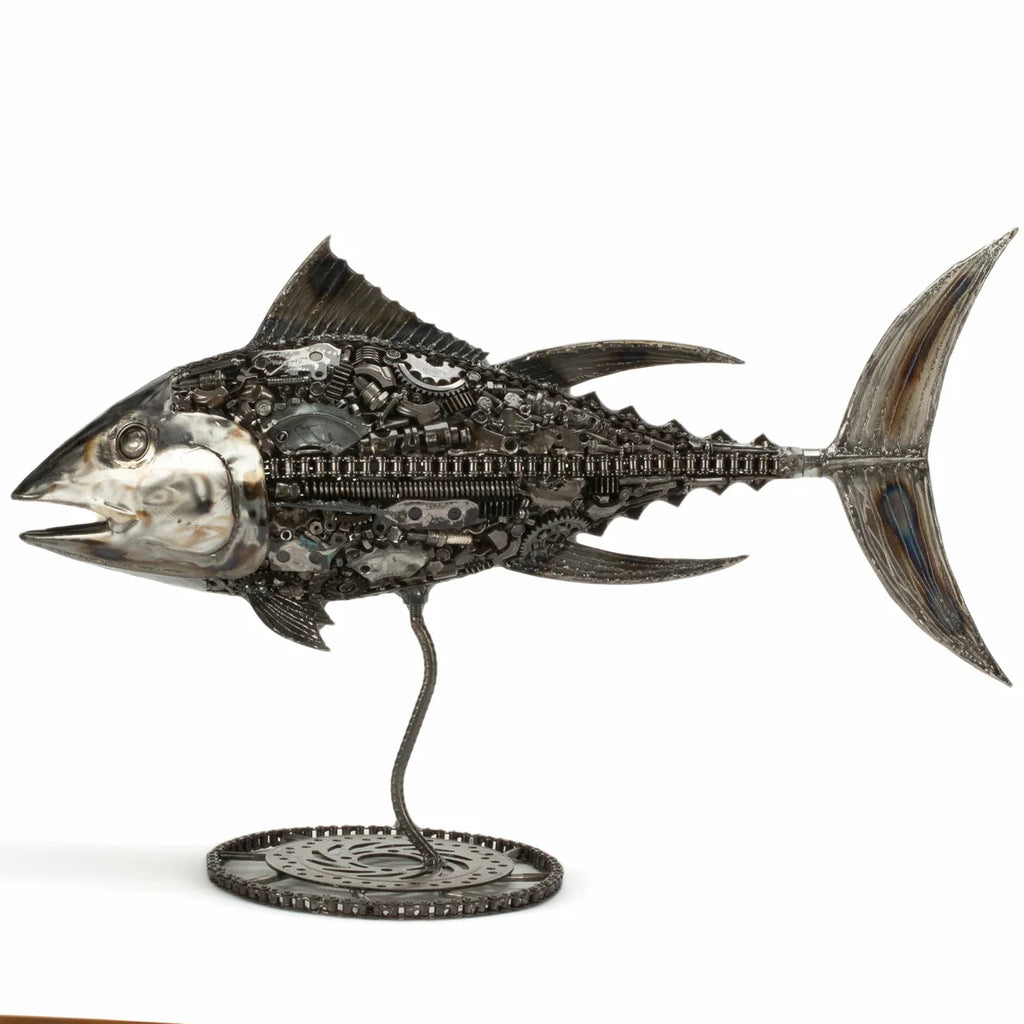 39" Tuna Fish Recycled Metal Art Sculpture