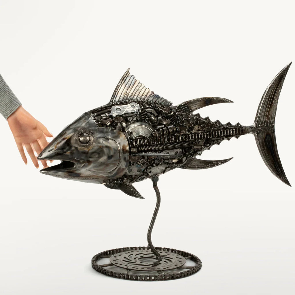 39" Tuna Fish Recycled Metal Art Sculpture