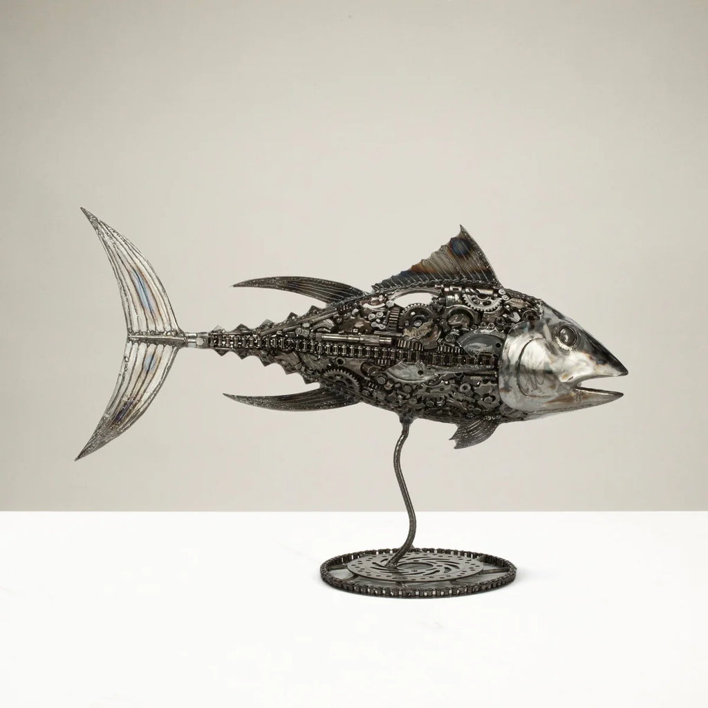 39" Tuna Fish Recycled Metal Art Sculpture
