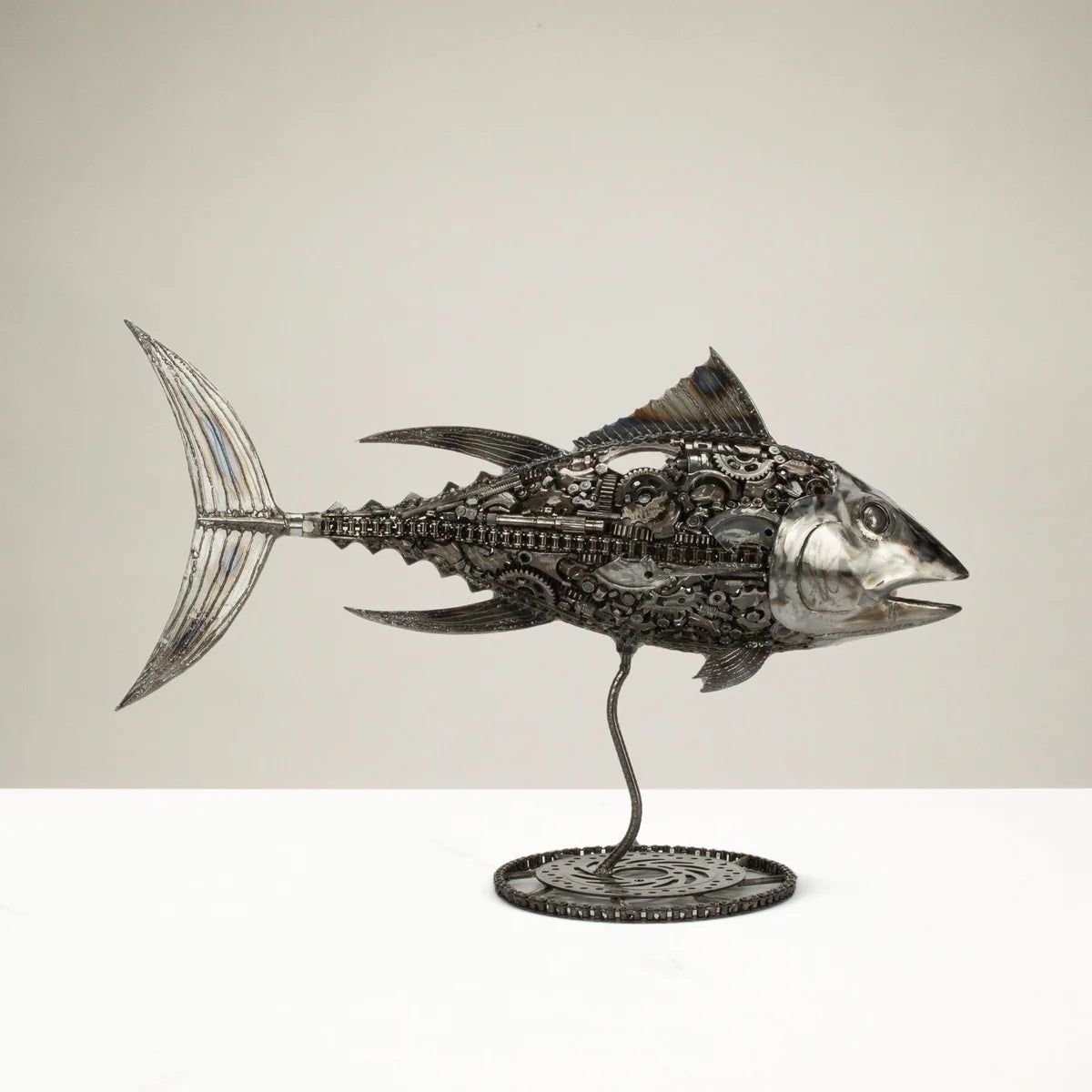 39" Tuna Fish Recycled Metal Art Sculpture