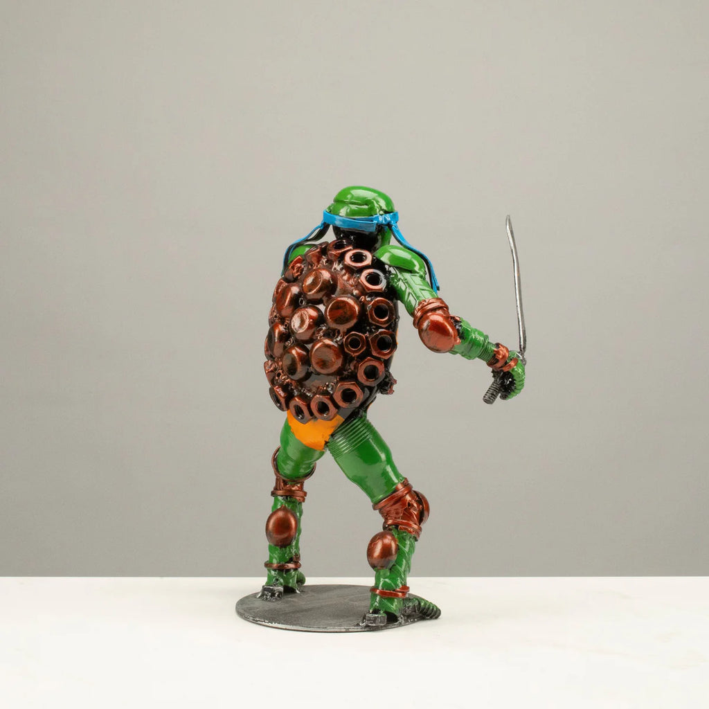 9.5" Leonadro Ninja Turtle Inspired Recycled Metal Sculpture
