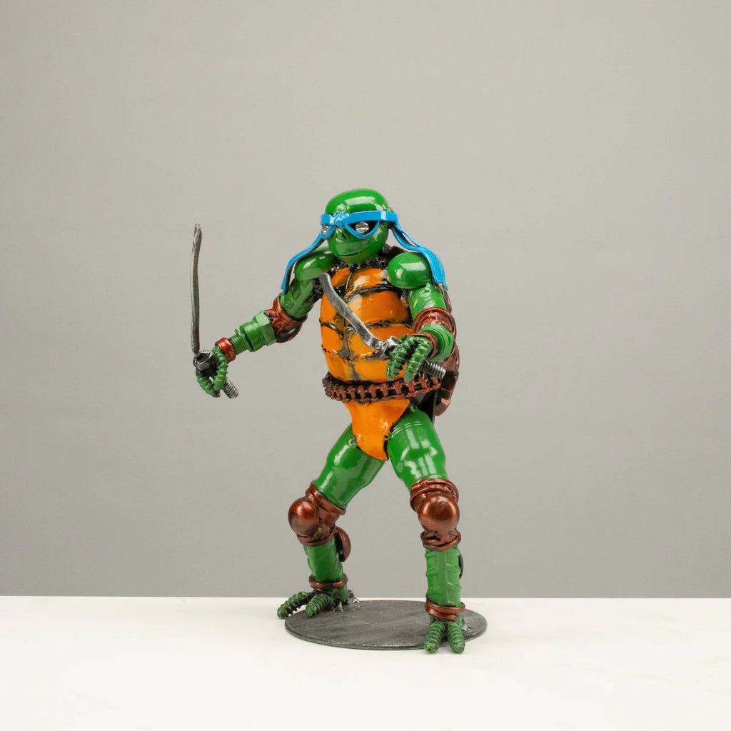 9.5" Leonadro Ninja Turtle Inspired Recycled Metal Sculpture