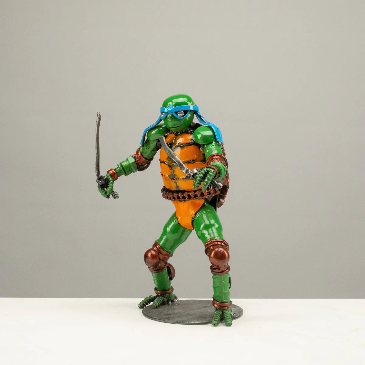9.5" Leonadro Ninja Turtle Inspired Recycled Metal Sculpture