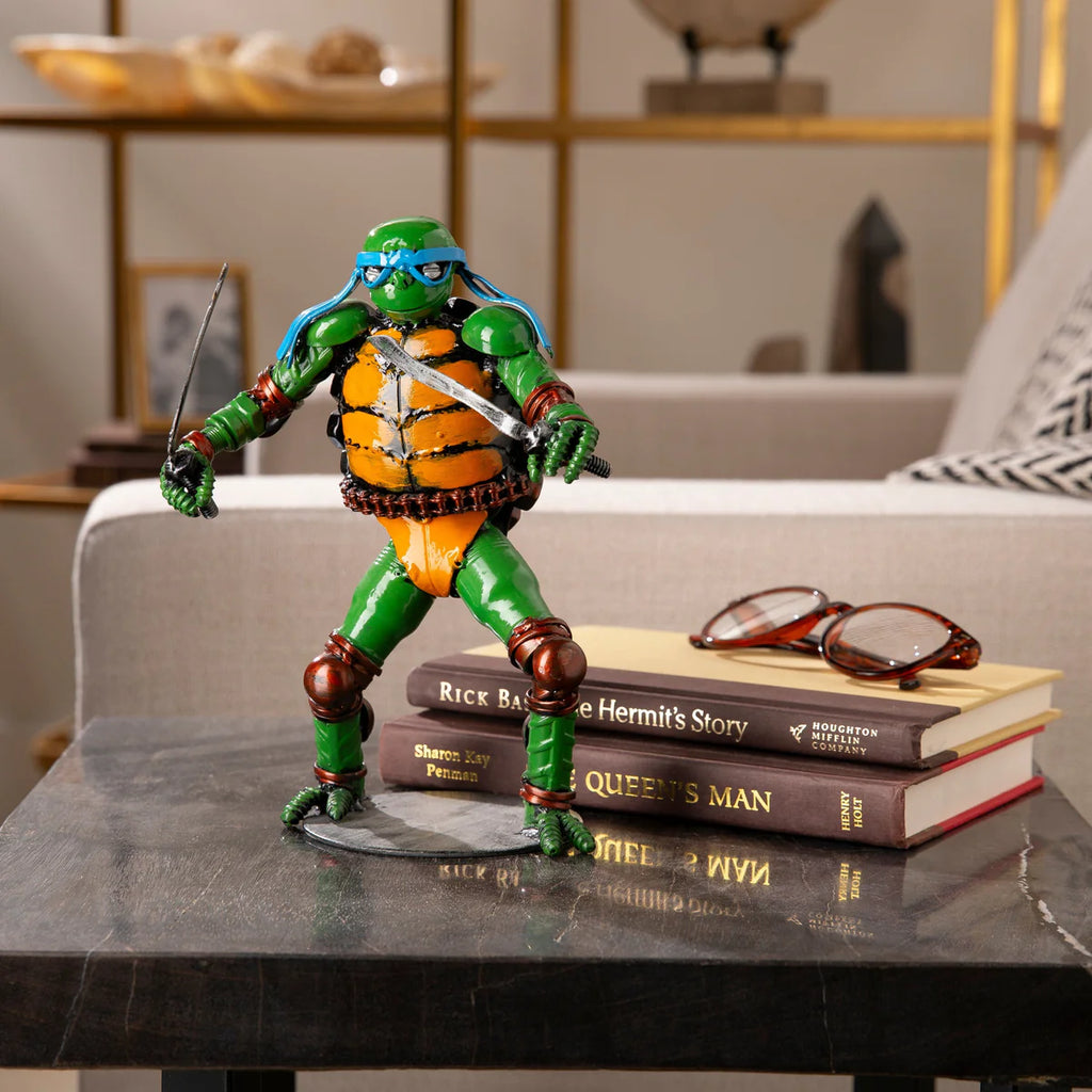 9.5" Leonadro Ninja Turtle Inspired Recycled Metal Sculpture