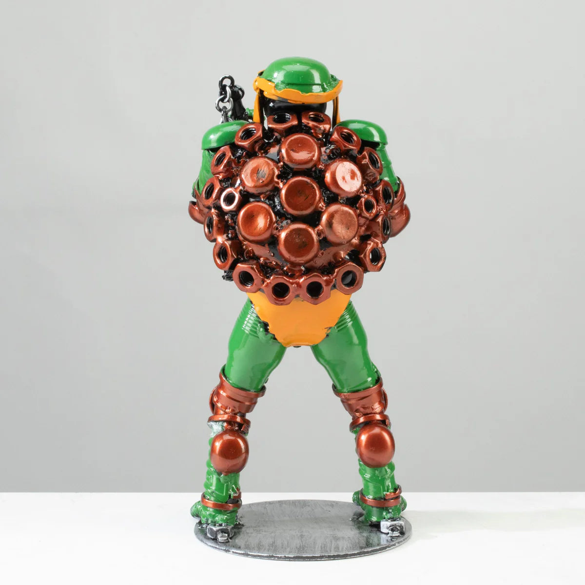 9.5" Michelangelo Ninja Turtle Inspired Recycled Metal Sculpture