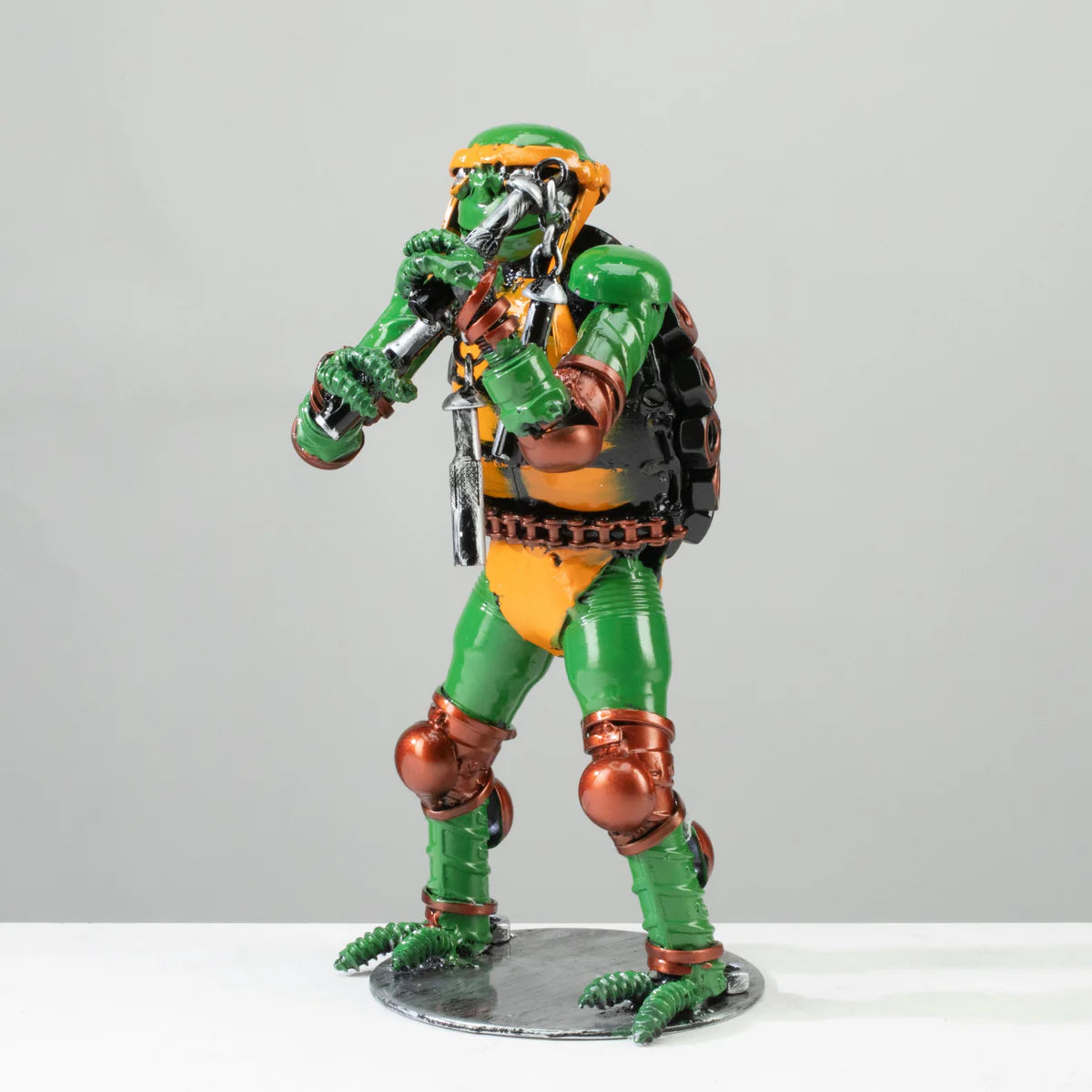 9.5" Michelangelo Ninja Turtle Inspired Recycled Metal Sculpture