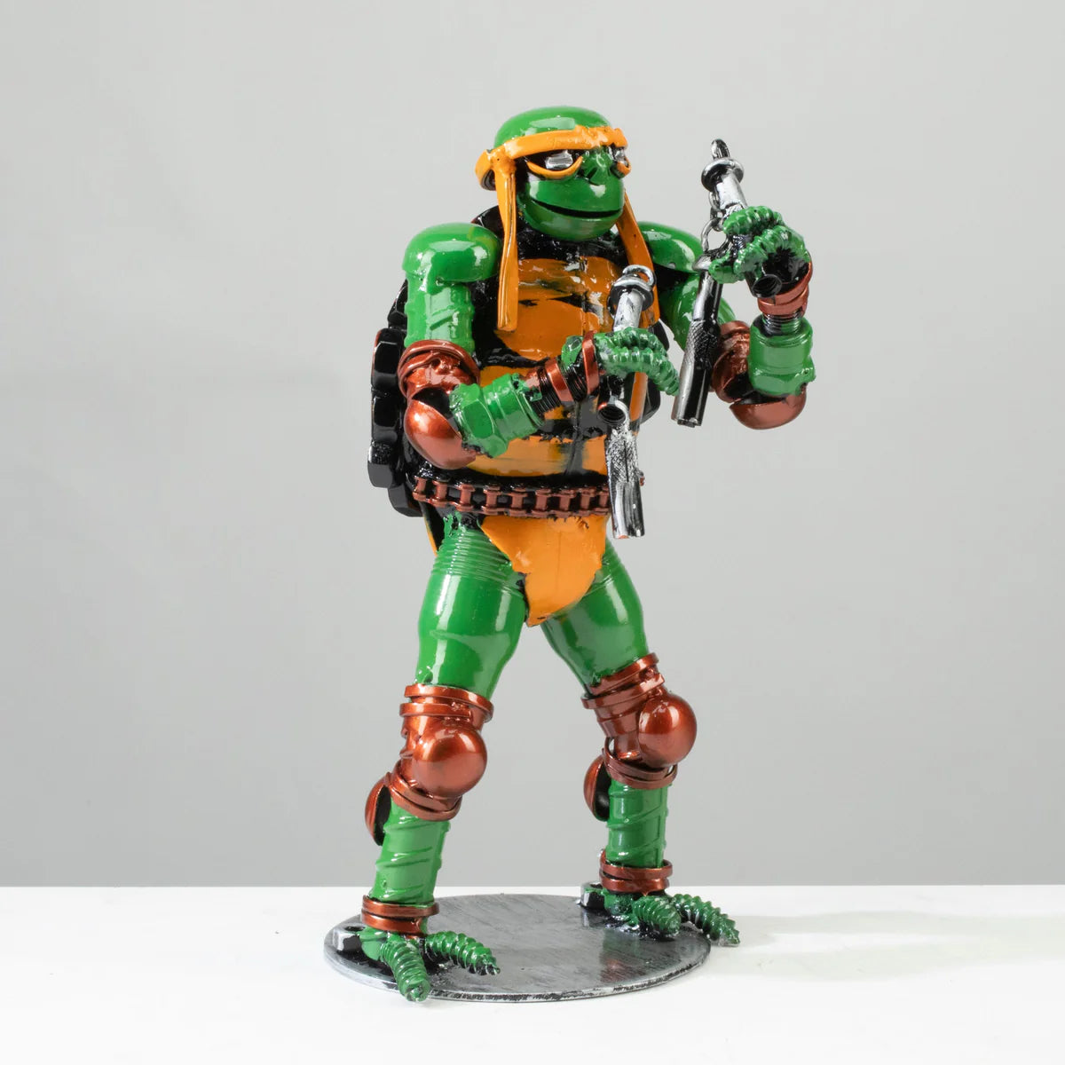 9.5" Michelangelo Ninja Turtle Inspired Recycled Metal Sculpture