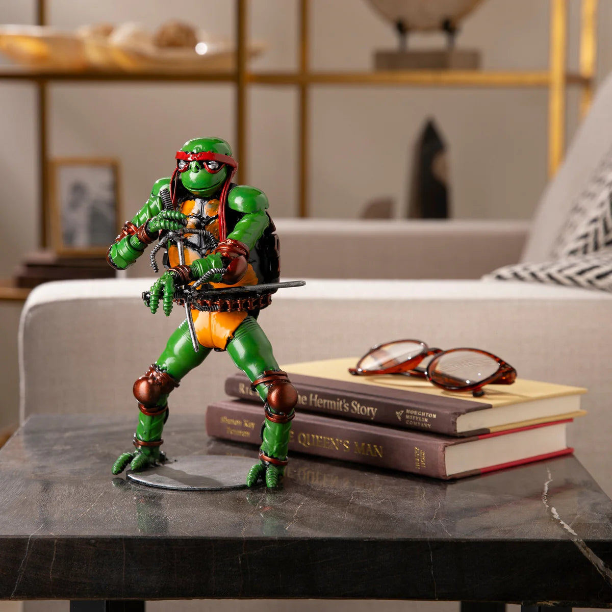 9.5" Raphael Ninja Turtle Inspired Recycled Metal Sculpture