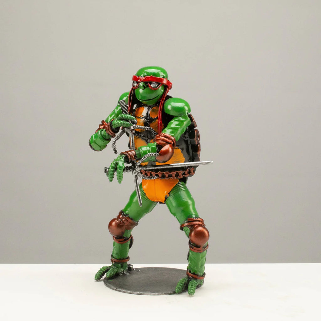 9.5" Raphael Ninja Turtle Inspired Recycled Metal Sculpture