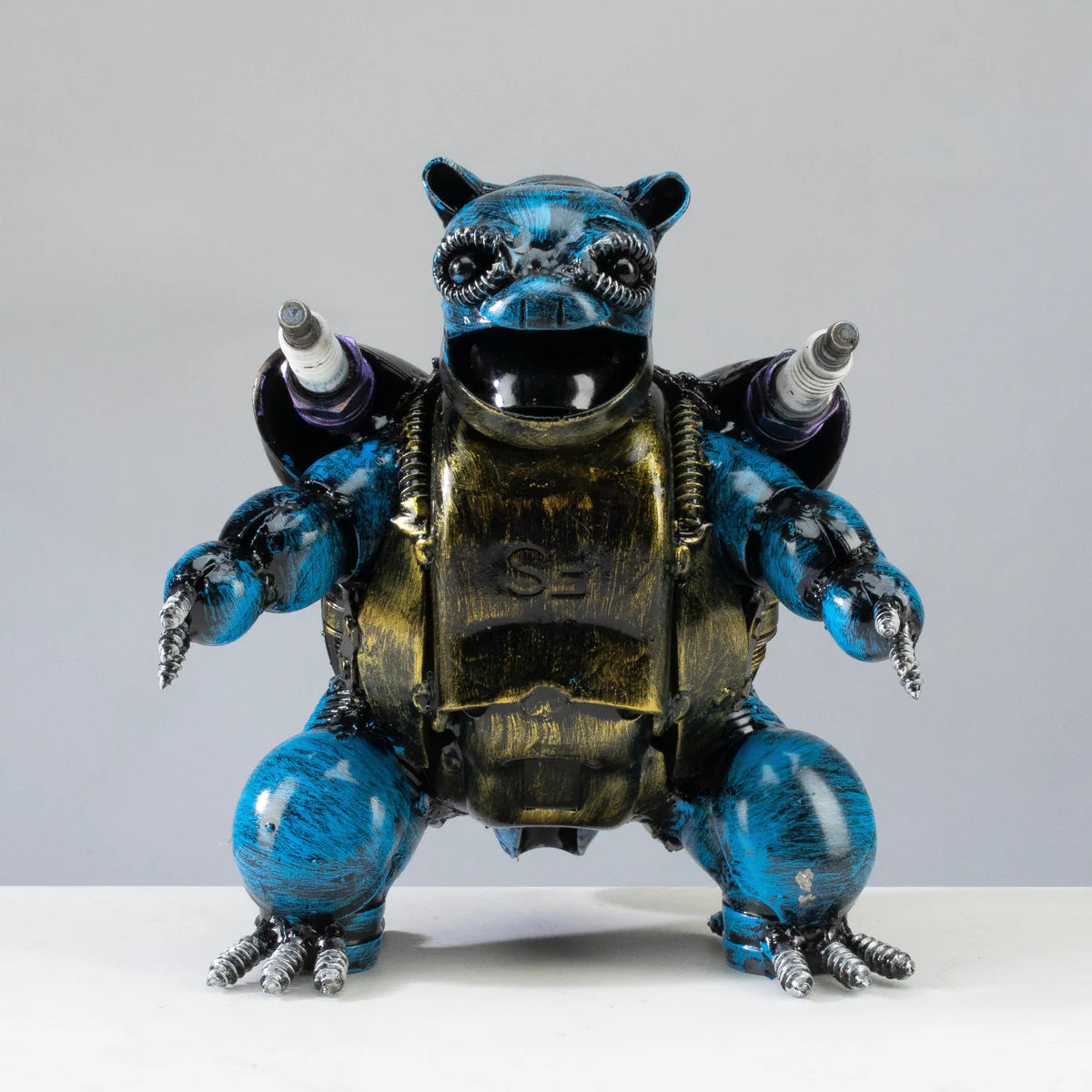Blastoise Pokemon Inspired Recycled Metal Sculpture
