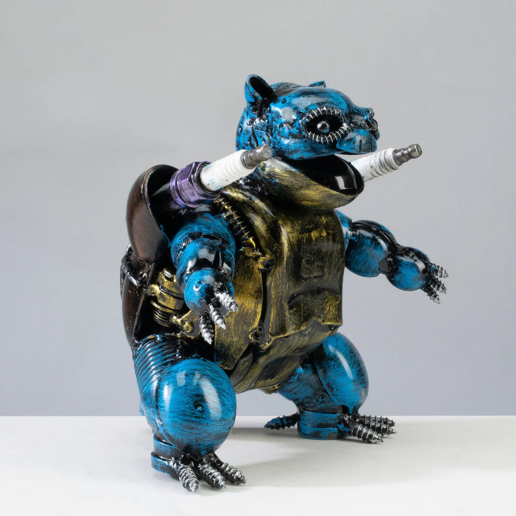 Blastoise Pokemon Inspired Recycled Metal Sculpture