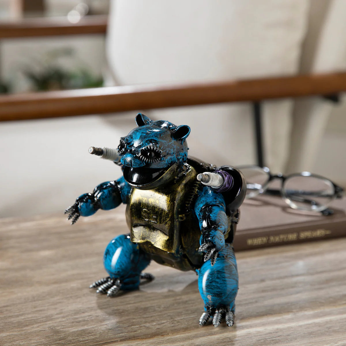 Blastoise Pokemon Inspired Recycled Metal Sculpture
