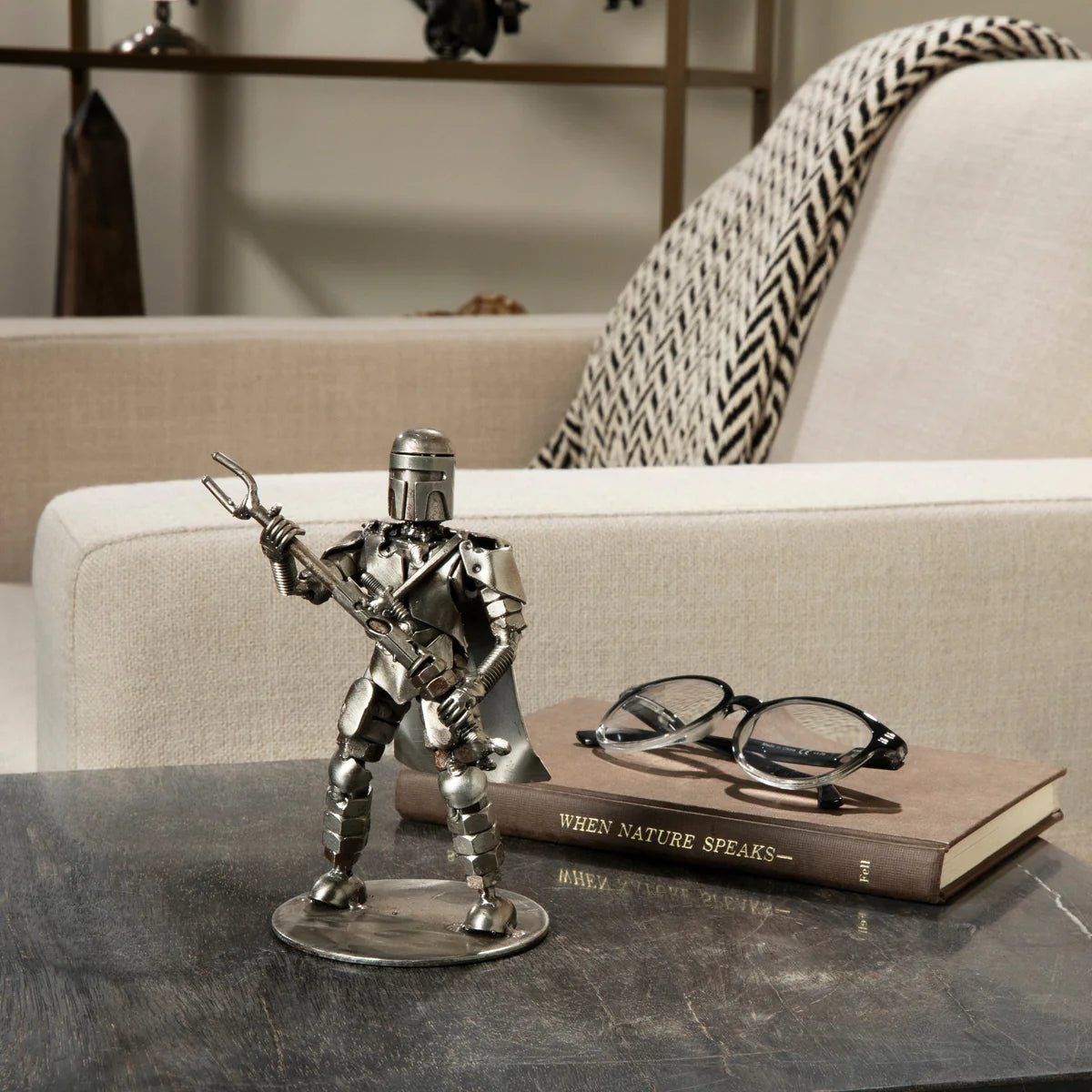 Mandalorian Inspired Recycled Metal Sculpture