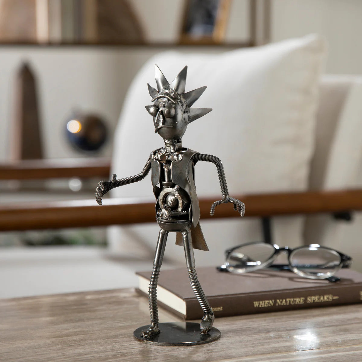 Rick & Morty Inspired Recycled Metal Sculpture
